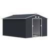 Garden Shed 8.3 M² 277x322x192 Cm with 2 Sliding Doors Reinforced Base (Floor NOT Included) Grey