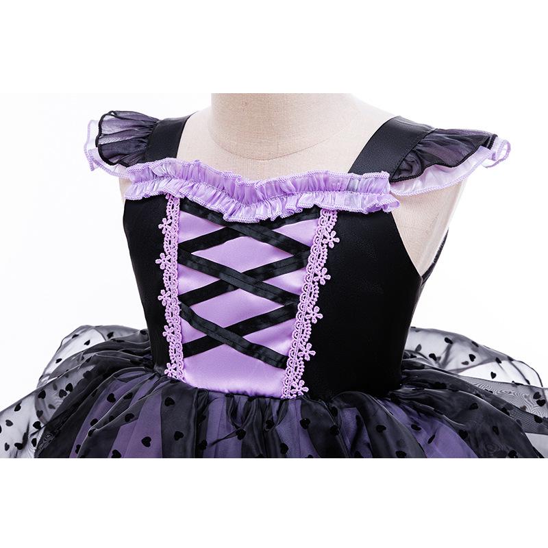 Girls' Halloween Black & Purple Lolita Princess Dress - Sweet & Cool Style Puffy Holiday Dress