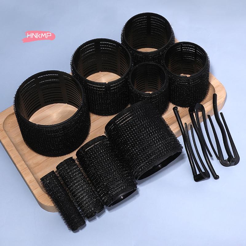 Black Self-Adhesive Hair Root Curler Rollers with Clips Lazy Styling Curling Hair Accessories for Women Fluffy Hair Tool