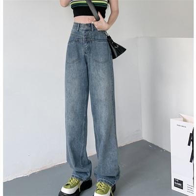 2022 Autumn Fashion Simple Straight Leg Wide Leg Loose Jeans Women High Waist Vintage Cargo Pant Harajuku Casual Streetwear Jean