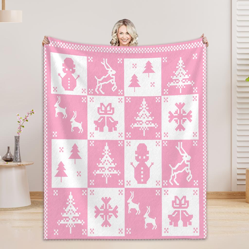 Christmas Flannel Blanket 3D Printed Blanket For Home Camping Nap Leisure Blankets Gifts For Girls Birthday Christmas Party
