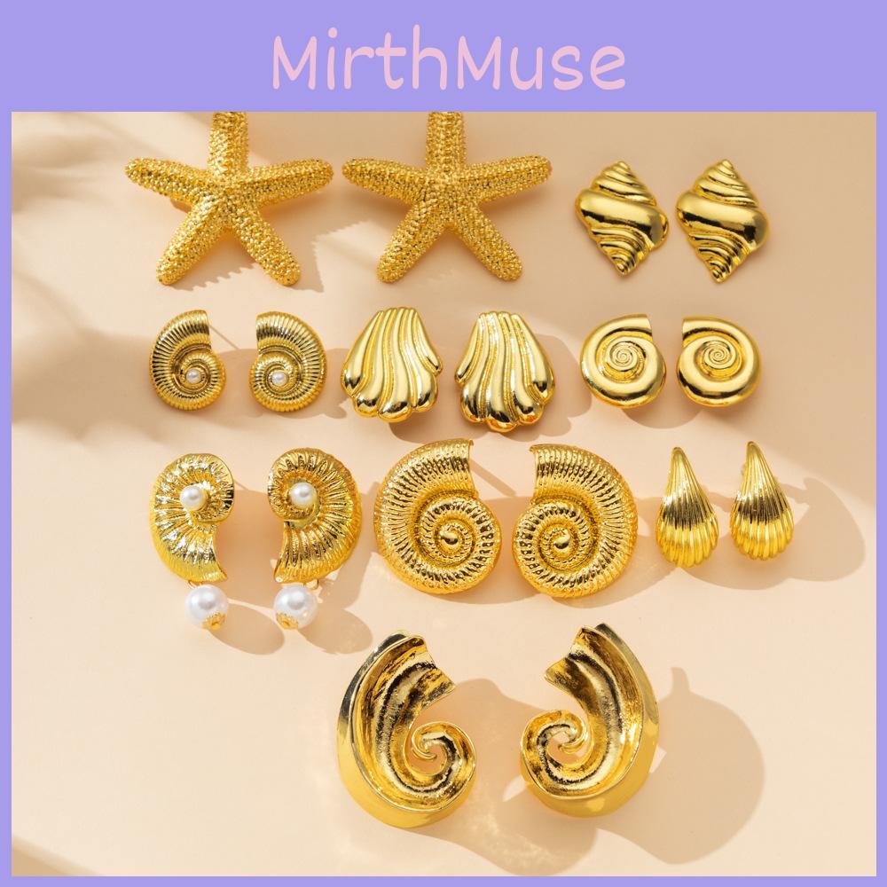 Beautiful Earrings Alloy With Geometric And Animal Designs Featuring Pearls Shells And