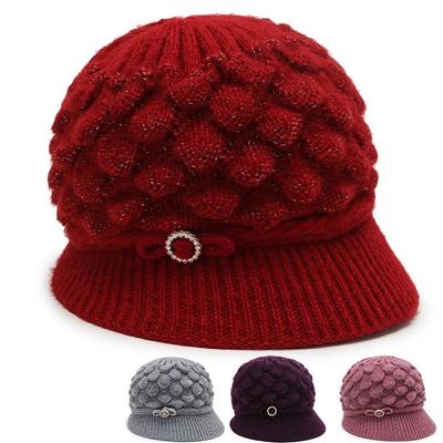 Human Hat Women's Winter Versatile Thickened Wool Hat Fleece Warm Scarf Mother Hat One-piece Knitted Hat