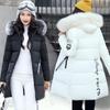 2026 Winter Korean Version of the New Women's Cotton-padded Jacket Women's Medium and Long Slim-fitting Cotton-padded Jacket Big Fur Collar Student 