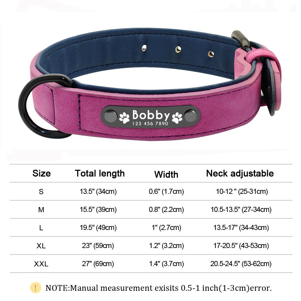 Custom Leather Dog Collar Personalized Collars with Free Engraved Nameplate for Small Medium Large Dogs Pitbull Labrador XS-XXL