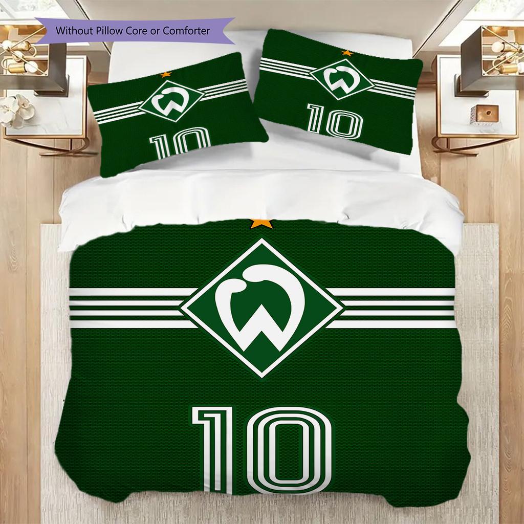 SV Werder Bremen Vzorované povlečení Sada prošívaných dek a povlaků na polštáře Domácí dekorace Dárek k narozeninám (1 * povlak na peřinu + 2 * povlak na polštář, bez jádra)