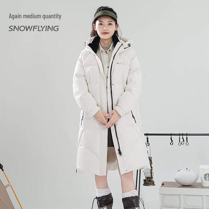

SNOWFLYING Women s Elegant Mid-Length Hooded Down Jacket L (120-140 lbs)