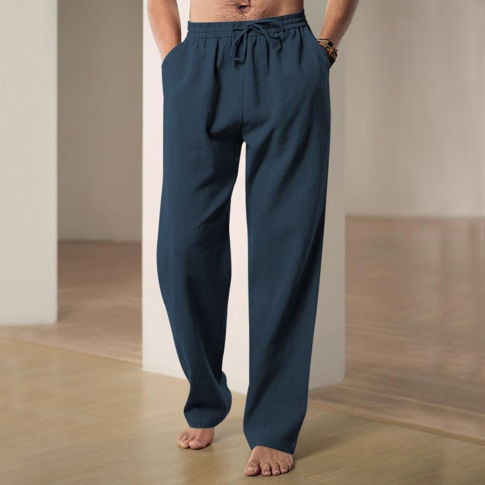 Summer Men's Hip-hop Linen Pants Lightweight Breathable Casual Jogging Pocket Loose Fit Street Wear Gym Travel Wear