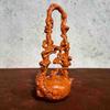 Ebony Carved Teapot Handle Ornament: Solid Wood Squirrel Shelf Display
