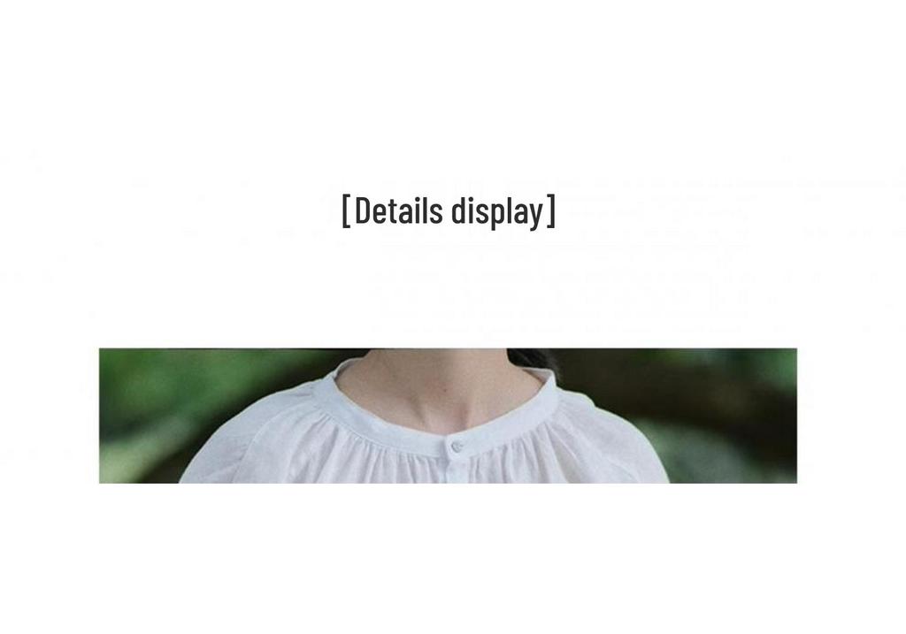 Spring/Summer 2026 Artistic Loose-Fit Plus Size Women's Linen Shirt with Pleated Stand Collar and Long Sleeves