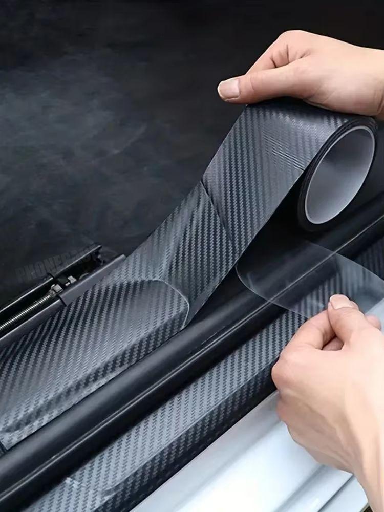 3D Carbon Fiber Sticker Paste Car Threshold Film Anti Scratch Waterproof Matte DIY Protection Protective Film for Car Body