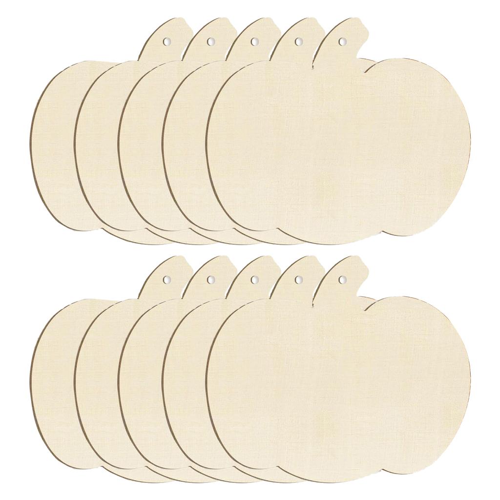Set of 10 Paintable Wood Pumpkin Shape Pendant Hanging Plaque for Harvest Season Celebration Thanksgiving Accessories