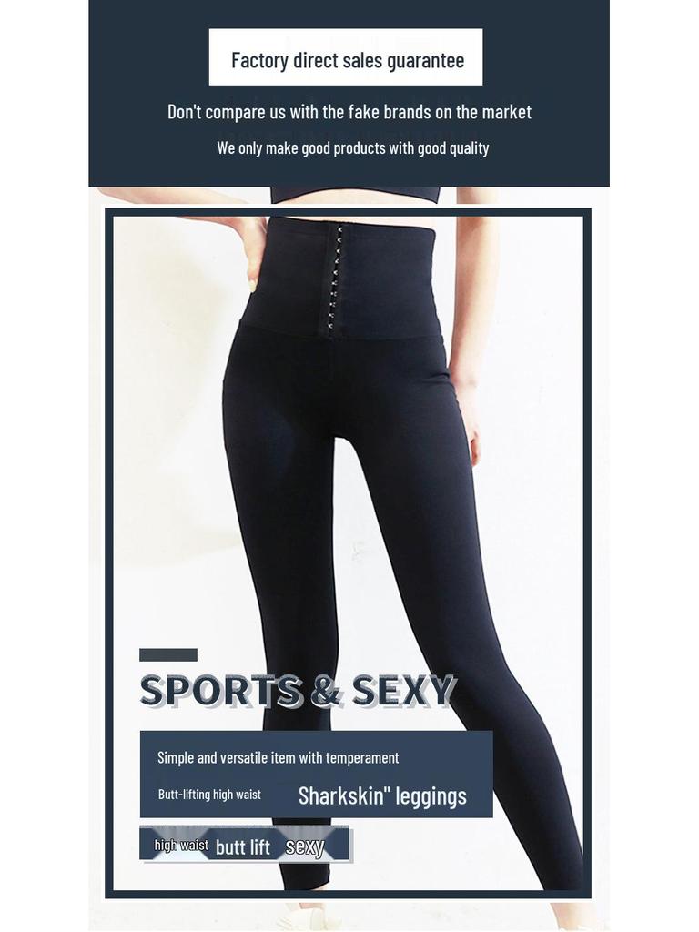 High Waist Plus Size Damen Leggings: 200 Jin, Knopfleiste vorne, Bauchkontrolle, Bequem, Nicht einschnürend, Neun-Punkte-Länge.