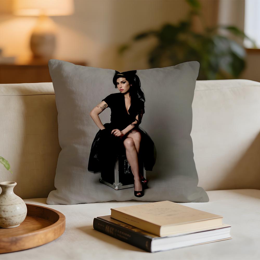 Amy Winehouse Singer Star Cushion Cover Short plush pillowcase for bed sofa carwashable