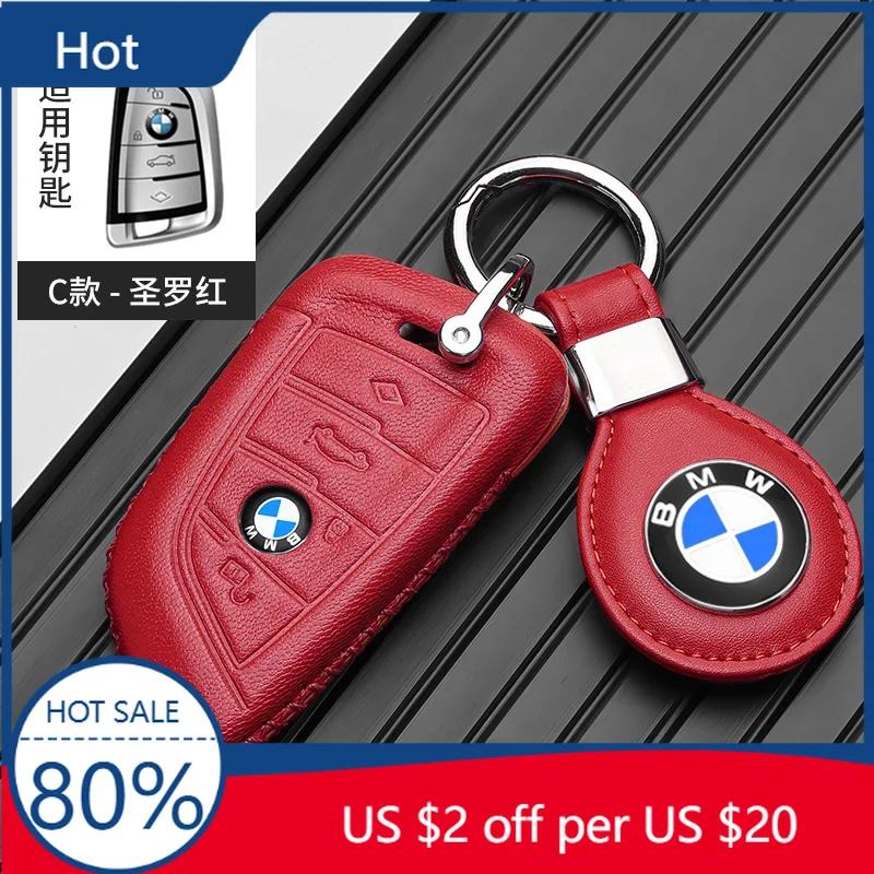2025 M Leather Car Remote Key Case Cover Shell Protector Key Bag For BMW X1 X3 X4 X5 X6 F15 F16 G30 3 5 7 Series G11 F48 Acces