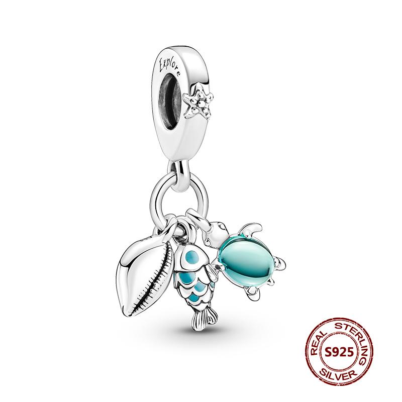 Charms camaleonte adatti a braccialetti originali alla moda in argento 925 con zircone, perlina a forma di polpo e tartaruga, ciondolo a forma di farfalla e lucciola, fai da te per realizzare gioielli