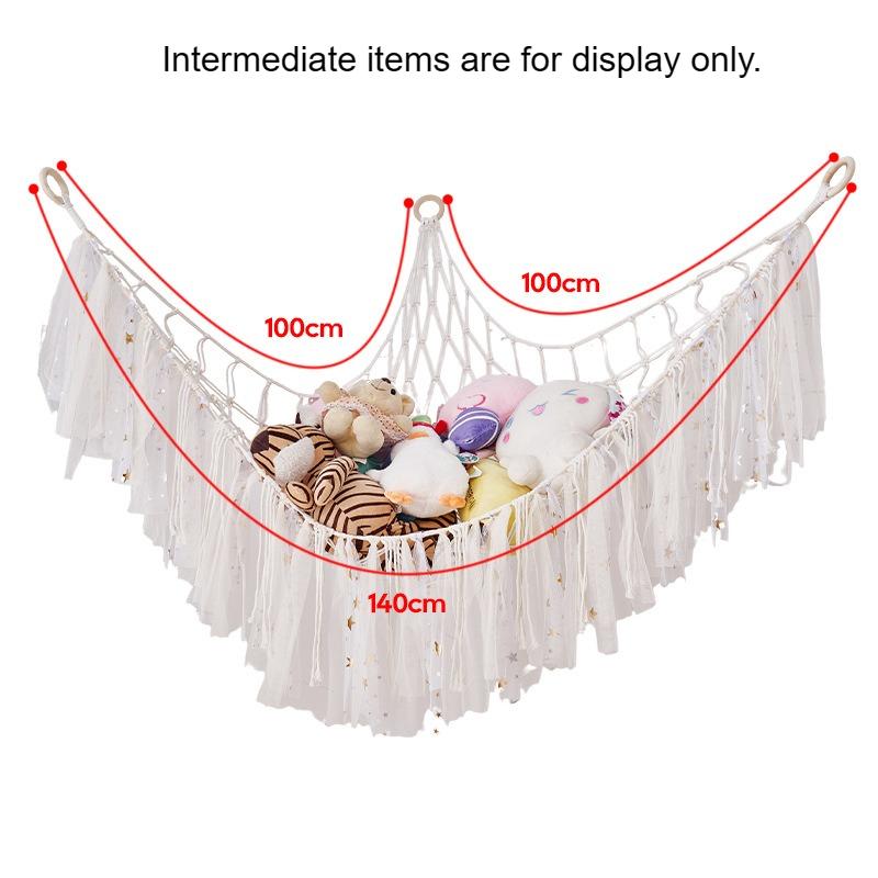 Macrame Triangle Wall Hanging Net Bag Cotton Rope Organizer Ribbon Storage Hammock Plush Hanging Shelf Home Decoration