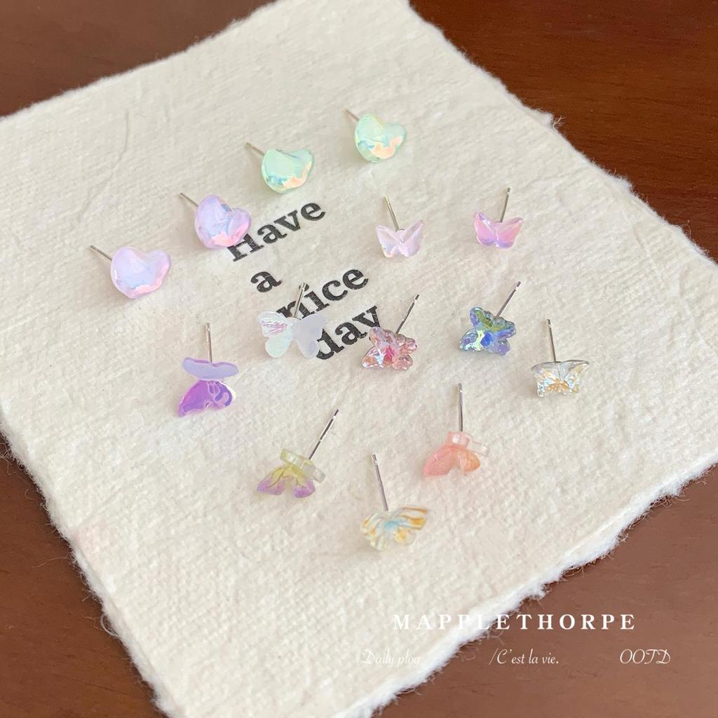 Spring Collection: Fresh Gradient Butterfly Earrings Set with Silver Needles