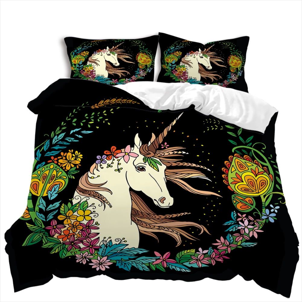 

Home Textiles Unicorn Printed Bedspreads Duvet Cover Set Girl Boy Adult High End Bedding SetQueen Size Warm Soft And Breathable EU Single(135*200cm)3pcs