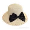 Summer Beach Travel Vacation Pearl Bow Straw Hat Women's Fashion Sunscreen Sun Hat Versatile Shade Beach Hat