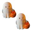 2/3Pcs Halloween Ghost Statue Holding Pumpkin Cartoon Ghost Resin Statue Figurine Sculpture Holiday Party Decoration Ornament