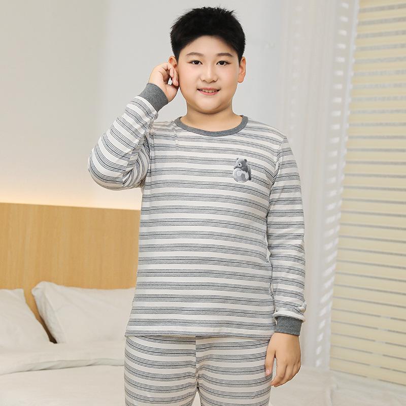 Fat Child Pure Cotton Pajama Set: Boys & Girls Warm Underwear, Plus-Size Base Layer, Autumn/Winter Sweater and Pants