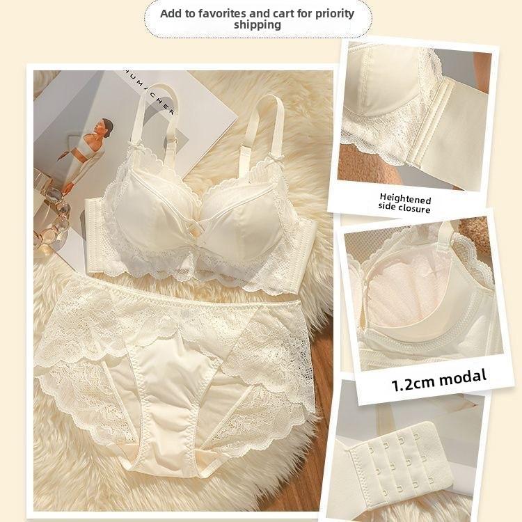 Wireless Push Up Bra Set, No Gaping Anti-Sag Small Bust Enhancing Women Lingerie Set