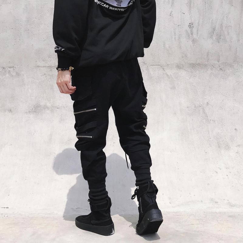 Herren Koreanischer Stil Lockerer Cargo Overall: Trendige amerikanische Streetwear mit Bündchen-Hiphop-Design