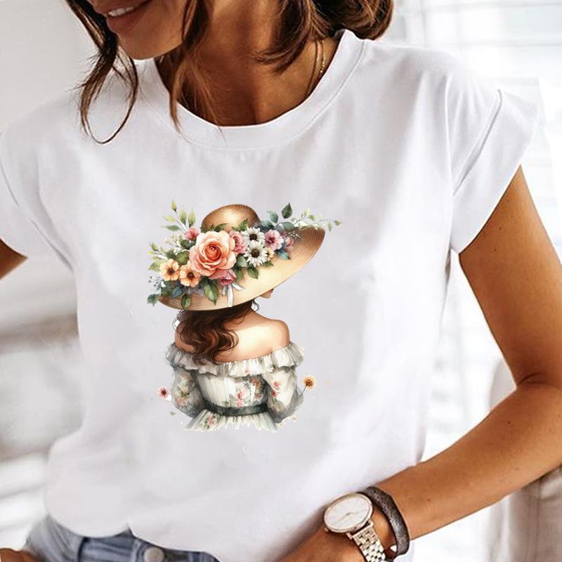(Asian Size) butterfly cute Casual Clothing Printed Female Top T Shirt o-neck Short Sleeve T-shirts Lady Fashion Women Graphic Tee
