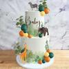 21PCS Realistic Safari Jungle Animal Cake Toppers Colorful Balls Cake Decorations for Wild Themed Birthday  Party Supplies