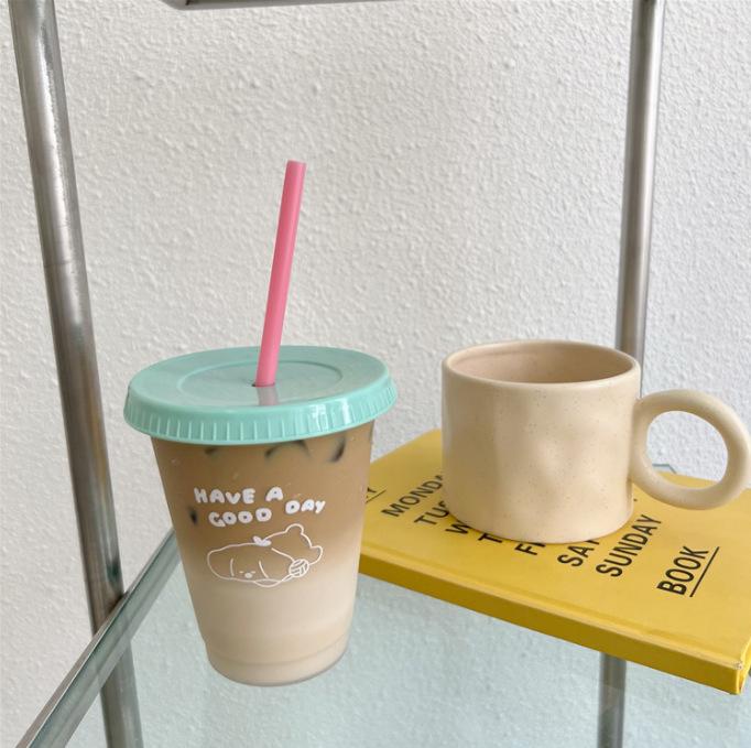 Large Capacity Summer Straw Cup for Girls - Perfect for Home, Travel, Milk Tea, Coffee, and Cold Drinks.
