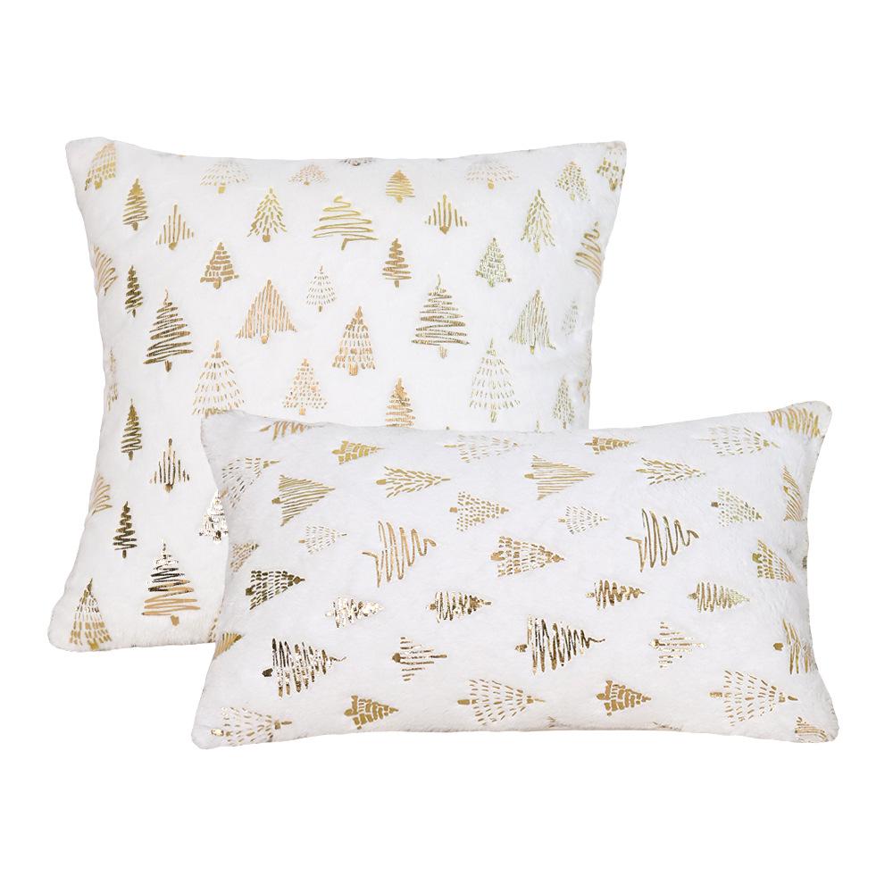 Gold Stamped Christmas Plush Pillow Cover for Living Room, Sofa, Bed, or Bay Window.
