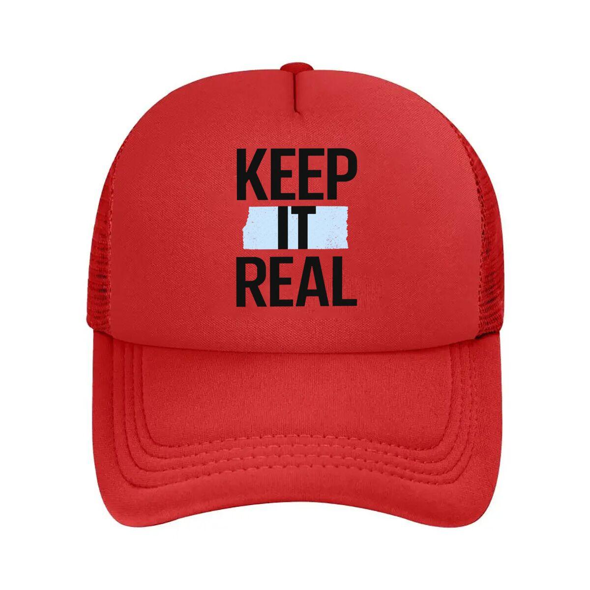 Keep It Real Bold Text Graphic Mesh Baseball Cap Hip Hop Adjustable