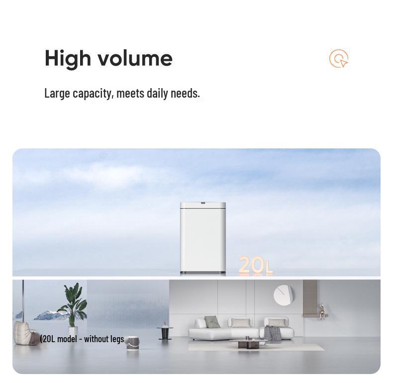 Large Capacity High-Legged Smart Sensor Trash Can with Lid for Kitchen, Bathroom, and Office