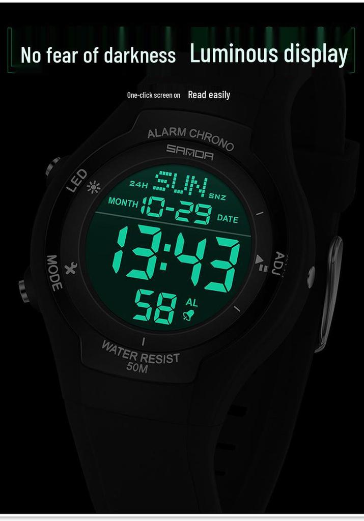 Sanda Multifunctional Dual-Time Sports Watch for Teens - Stopwatch, Waterproof, Luminous, Electronic