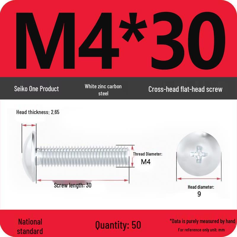 White Zinc M3-M6 Phillips Flat Head, Pan Head, and Mushroom Head Machine Screws