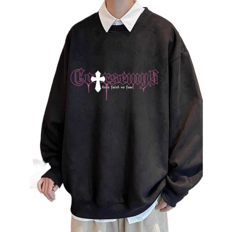 Men's Heavyweight Suede Round Neck Pullover Hoodie - 2025 Autumn/Winter Street Casual Style