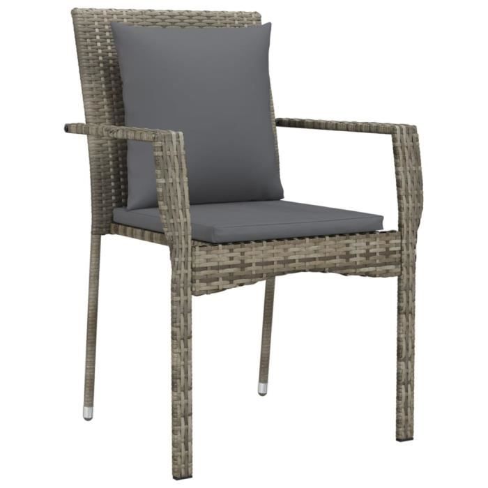 319878 vidaXL Garden Chairs with Cushions 2 Pcs Woven Resin Grey