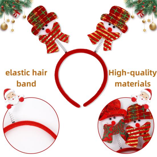 Christmas Hairband for Adults Kids Festive Hair Accessory Santa Claus Snowman Hairband for All Ages Xmas Parties Dress-up