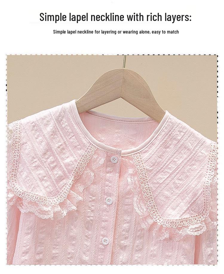 2023 Frühling Rosa Koreanischer Stil Langarmhemd für Mädchen & Babys