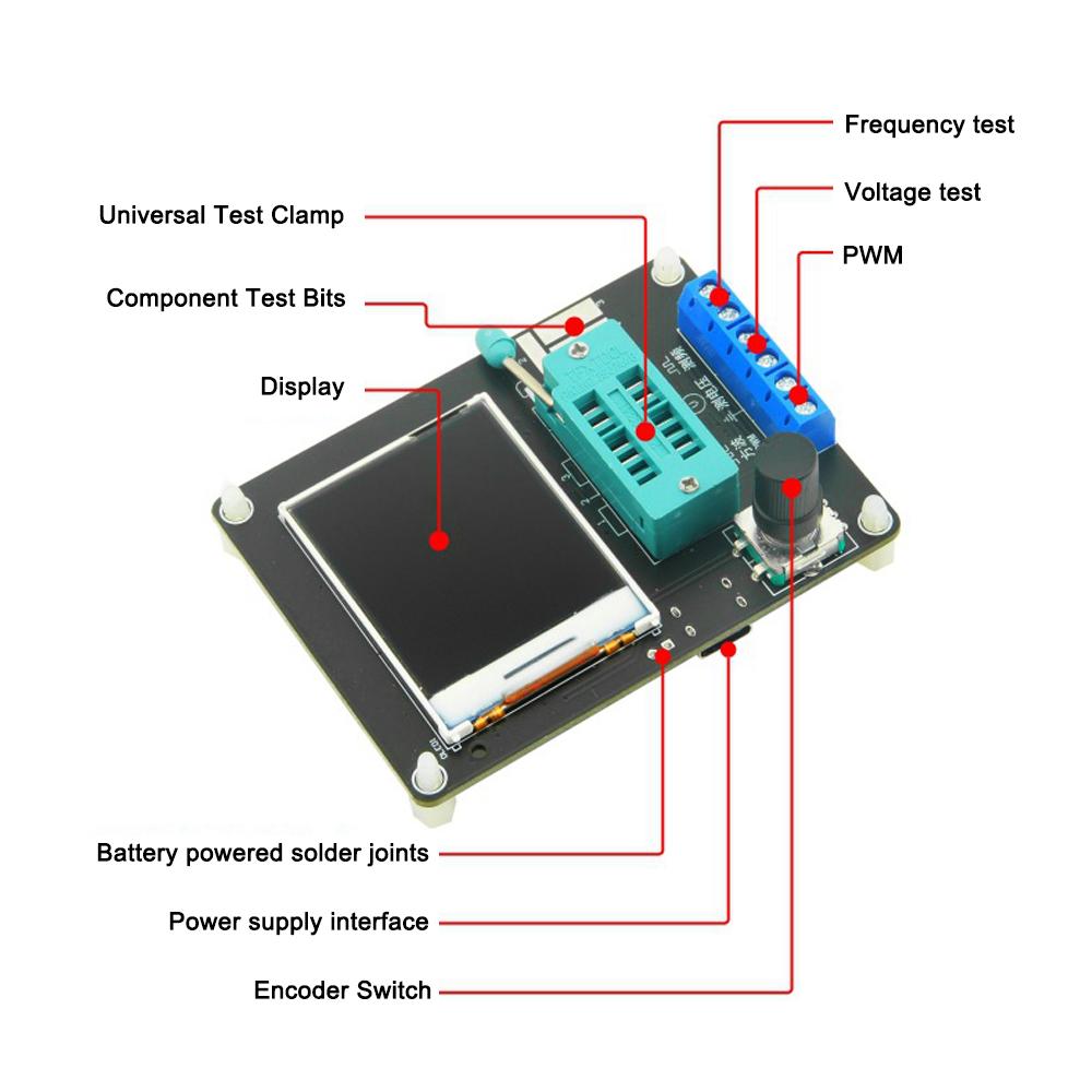 GM328A Transistor Diode SMT Component Tester 1.77inch TFT Display Capacitance ESR Voltage Frequency