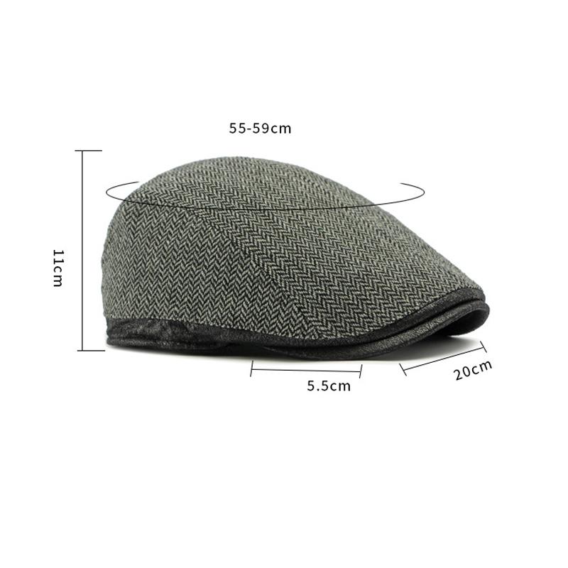 Autumn Winter Warm Hat Men's Beret British Retro Wool Forward Cap Peaked Cap