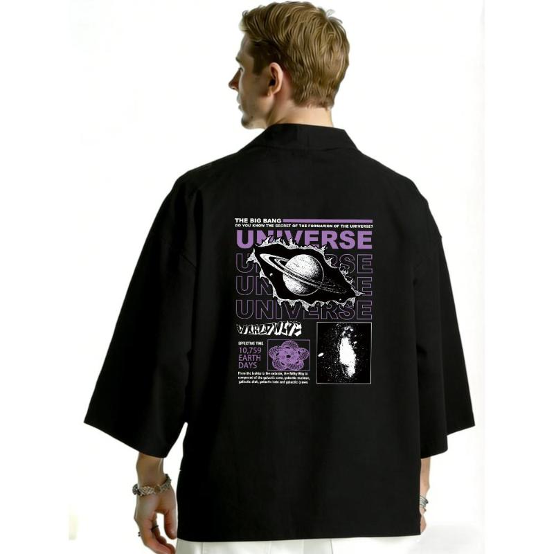 

Мужское японское кимоно с коротким рукавом S чёрный