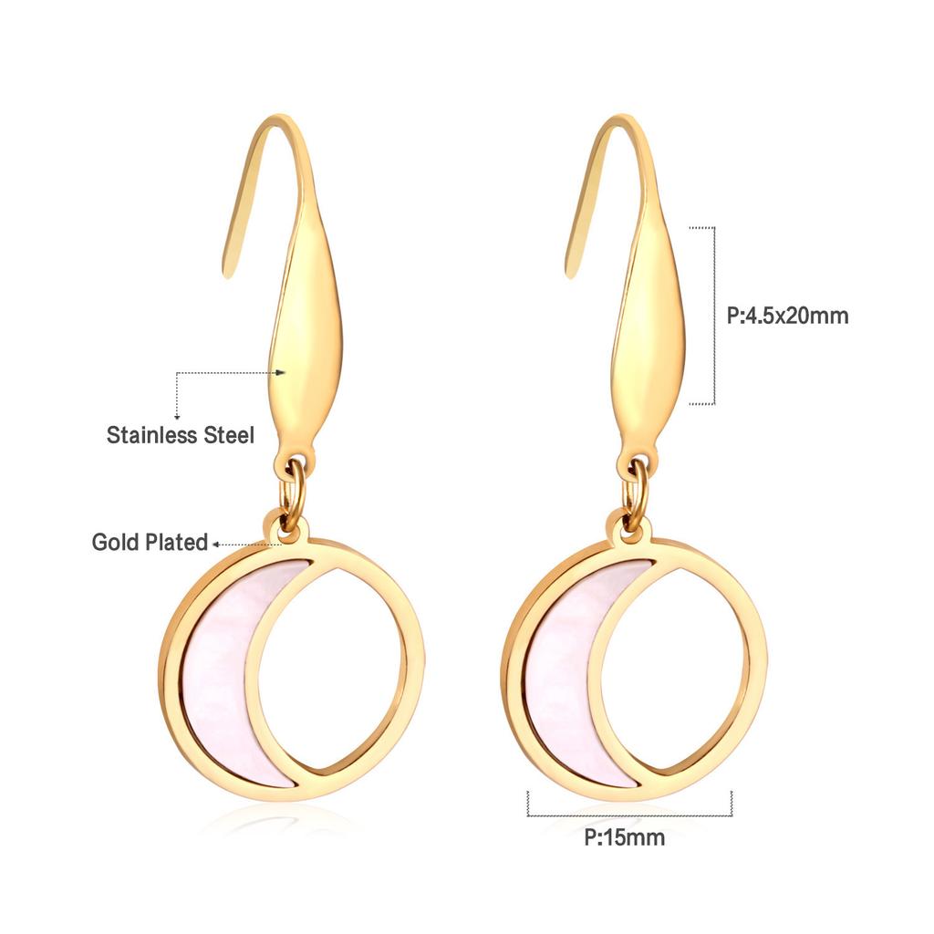 Geometric Stud Earrings Round Triangle Fringed Earrings Stainless Steel Plated 18K Gold Earrings