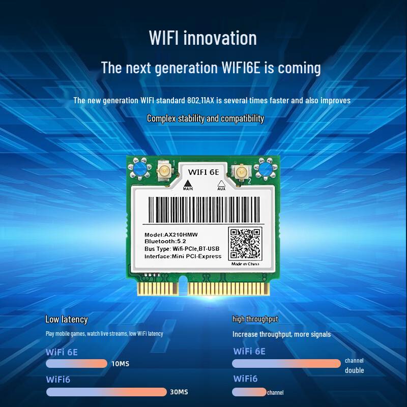 EB-LINK Intel AX210 WiFi 6E Bluetooth 5.2 Mini-PCIe Laptop Wireless Card (CN version)