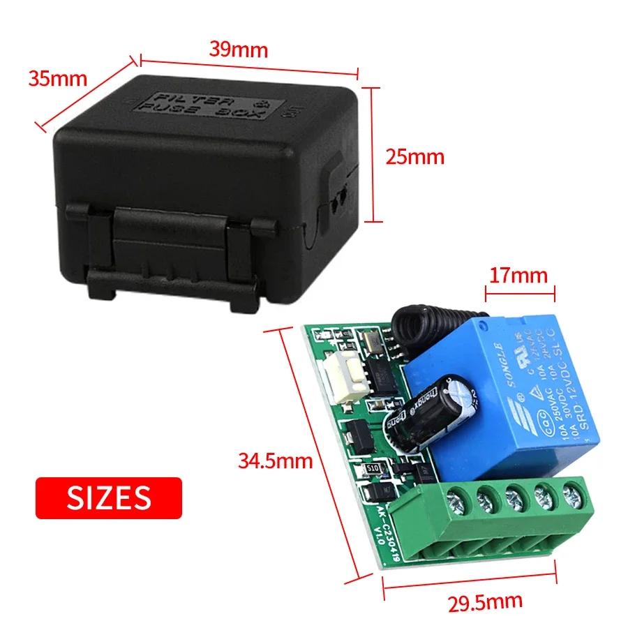 

Remote Control RF433Mhz Wireless Light Switch DC 12V 1CH 10A Relay Receiver Transmitter for Door Electromagnetic Lock DIY Module