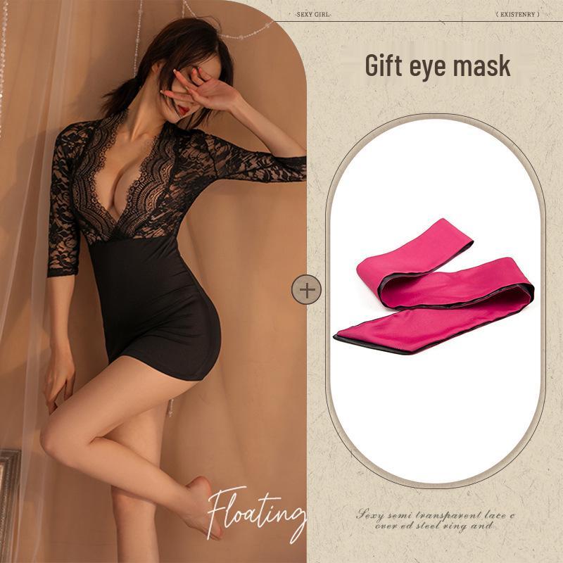 Lace Lingerie Set with Hip-Wrapping Skirt – Nightclub Passion Nightgown