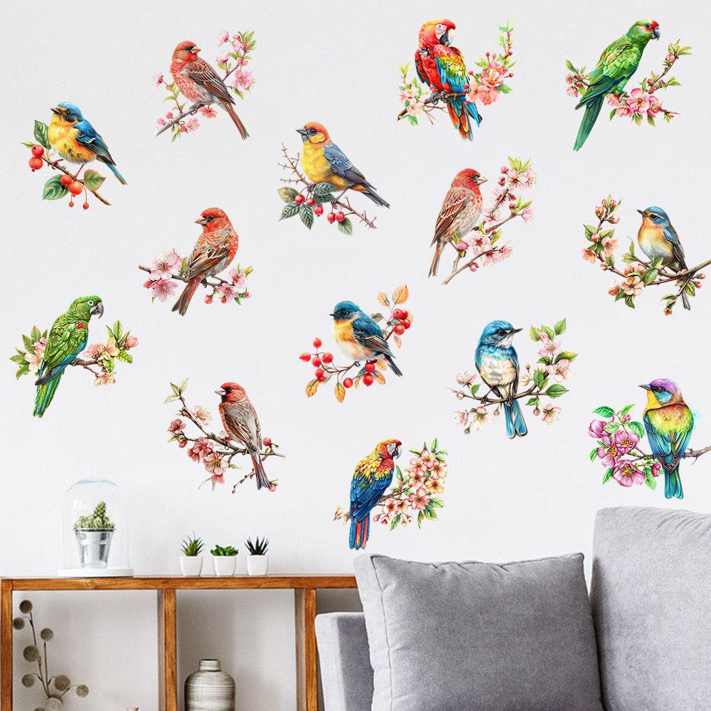 Flower Birds Magpie Diy Stickers Licing Room Decor Home Decoration Wall Decals