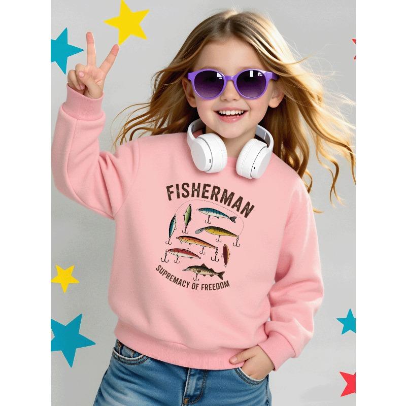 Kids Sweatshirt,Crew Neck Fashion Sweatshirt Featuring Fisherman Lures Freedom Supremacy, a Stylish Top for Autumn And Winter