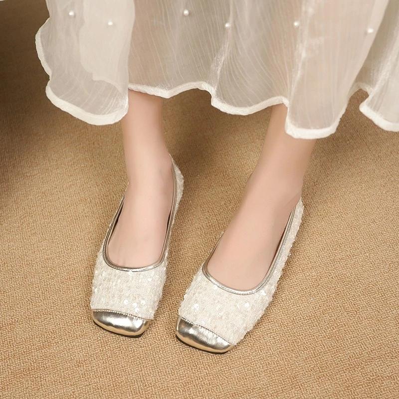 Fashion Female Bling New Footwear Slip On Women Flat Slides Shoes 2024 Fashion Butterfly-Knot Shallow Ladies Flats with Shoes